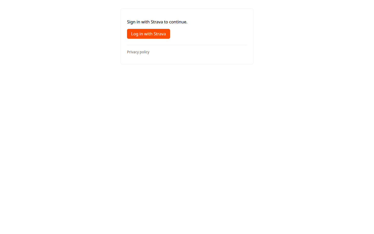 Bike to Strava sign-in page with a Log in with Strava button